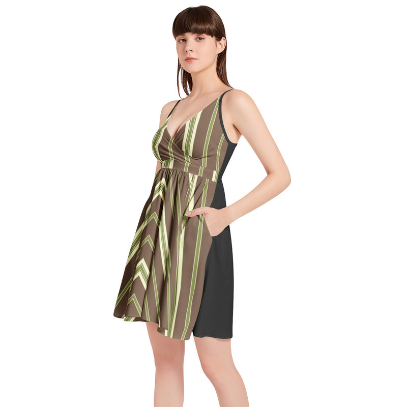 Spaghetti Strap Sleeveless Falred Hem Short Dress - Objet D'Art