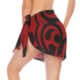 red and black scroll print Beach Sarong Wrap - Objet D'Art