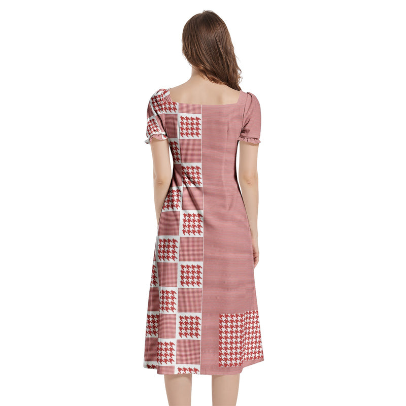 Puff Sleeve Split Thigh Midi Dress - Objet D'Art