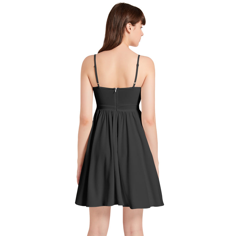 Spaghetti Strap Sleeveless Falred Hem Short Dress - Objet D'Art