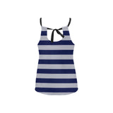 striped striped print Loose Fit Halter Neck Top (Model T68) - Objet D'Art
