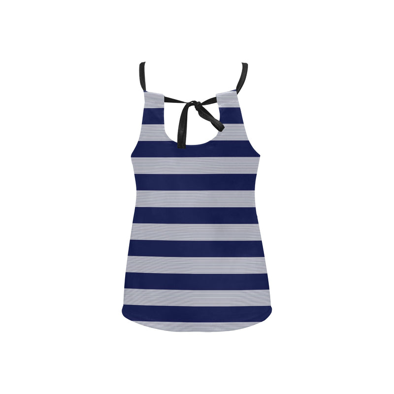 striped striped print Loose Fit Halter Neck Top (Model T68) - Objet D'Art