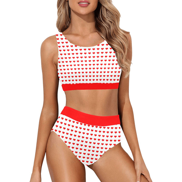 pure red print Crop Top Bikini Set (Model S21) - Objet D'Art