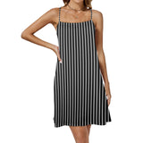 LINE FOR LINE PRINT 5a Drawstring Neck Sleeveless Dress (Model D68) - Objet D'Art