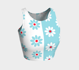 Two Tone Daisy Print Athletic Crop Top - Objet D'Art