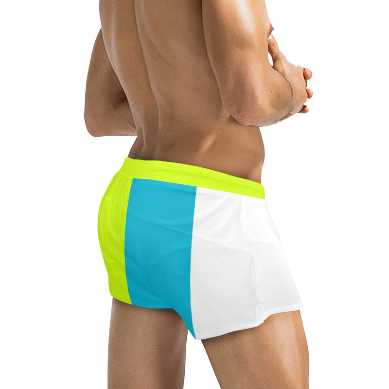 pisces neon green blue ombre print Men's Swim Trunks with Zipper Pocket (Model L71) - Objet D'Art