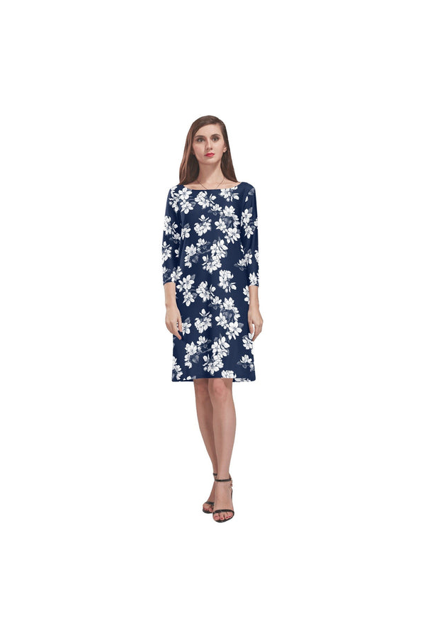 floral sleeve Rhea Loose Round Neck Dress(Model D22) - Objet D'Art
