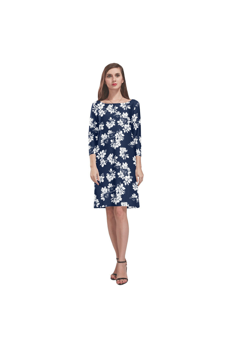 floral sleeve Rhea Loose Round Neck Dress(Model D22) - Objet D'Art