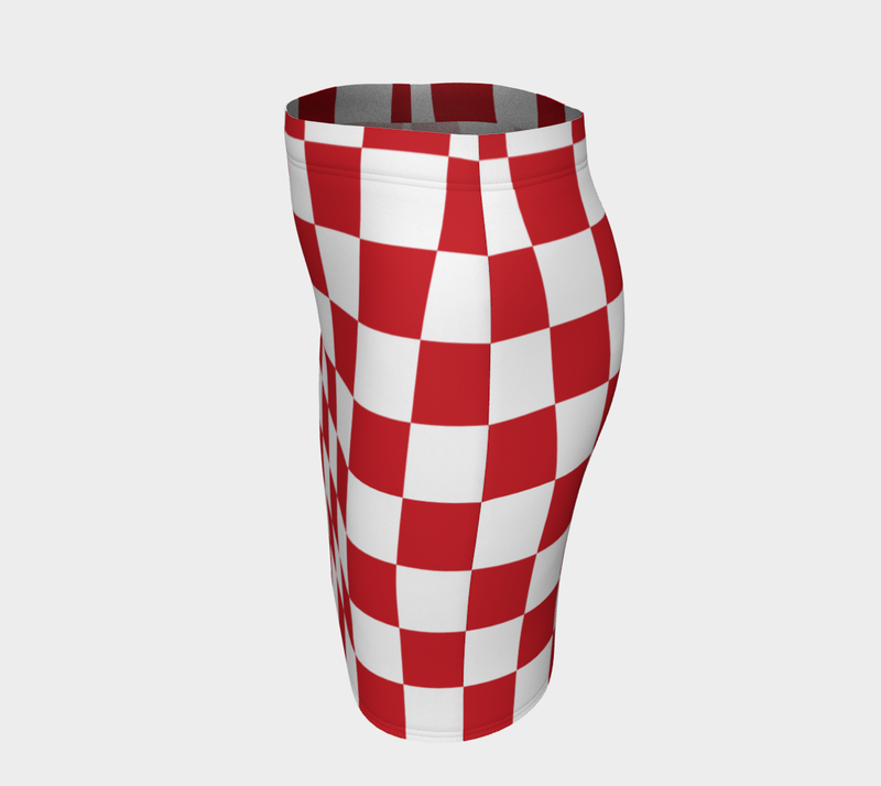 Red & White Checkered Fitted Skirt - Objet D'Art