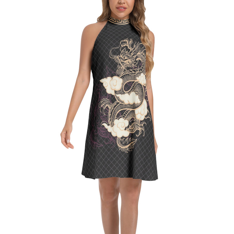 Tie Back Halter Neck Flared Dress - Objet D'Art