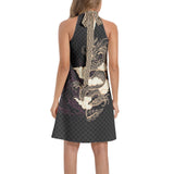 Tie Back Halter Neck Flared Dress - Objet D'Art