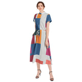 Drawstring Waist A-line Flared Midi Dress - Objet D'Art