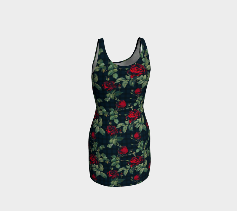 Rose Print Bodycon Dress - Objet D'Art
