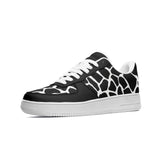 Black & White Giraffe Unisex Low Top Leather Sneakers - Objet D'Art