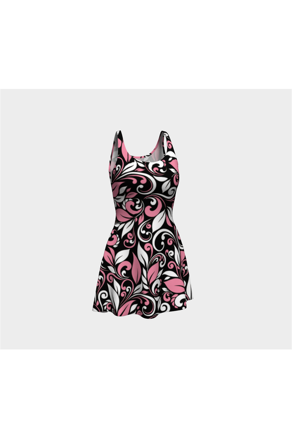 Pink & White Petals at Midnight Flare Dress - Objet D'Art