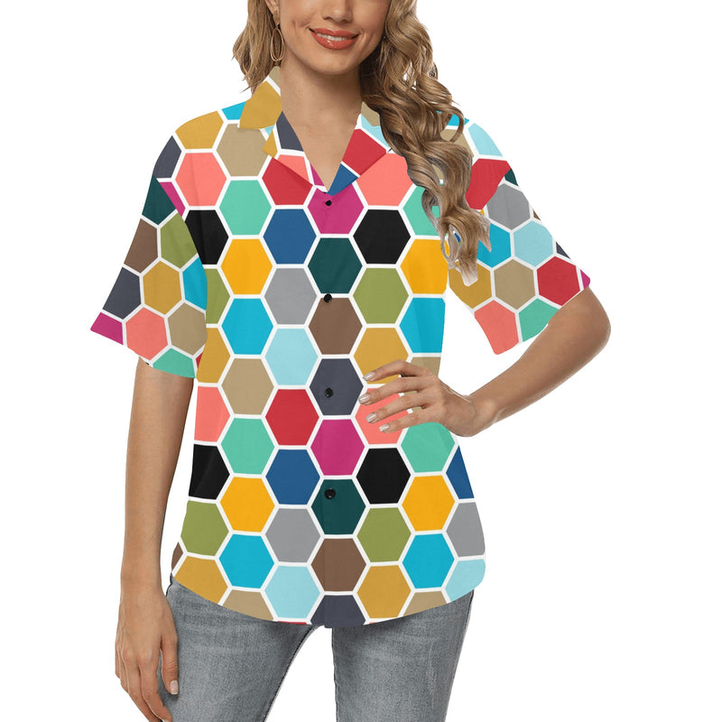 color hex print 2 All Over Print Hawaiian Shirt for Women (Model T58) - Objet D'Art