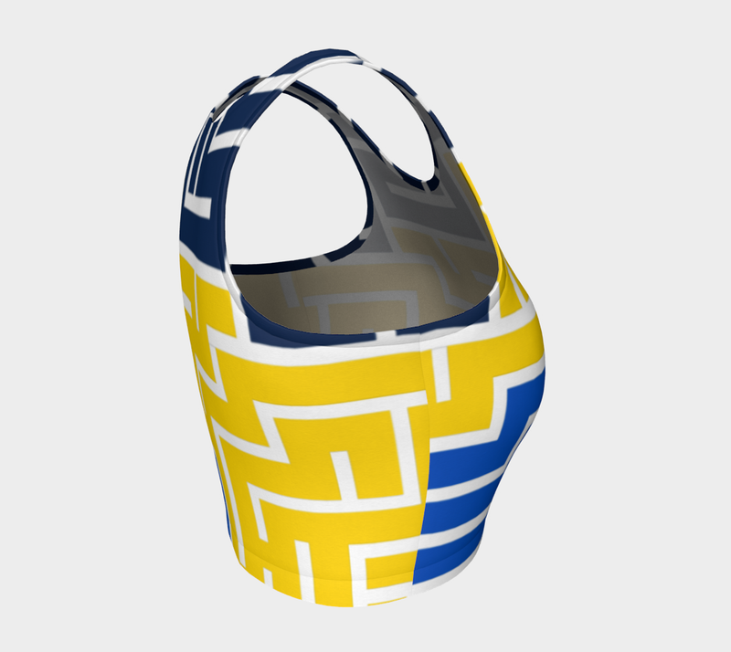 Ukrainian Puzzle Athletic Crop Top - Objet D'Art