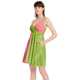 Vintage Striped Spaghetti Strap Sleeveless Falred Hem Short Dress - Objet D'Art