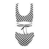 bw print broken chev Cross String Bikini Set (Model S29) - Objet D'Art