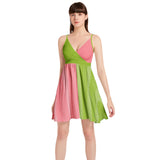 Vintage Striped Spaghetti Strap Sleeveless Falred Hem Short Dress - Objet D'Art