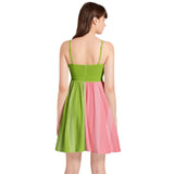 Vintage Striped Spaghetti Strap Sleeveless Falred Hem Short Dress - Objet D'Art