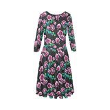 floral pink and blue print 2 Tethys Half-Sleeve Skater Dress(Model D20) - Objet D'Art