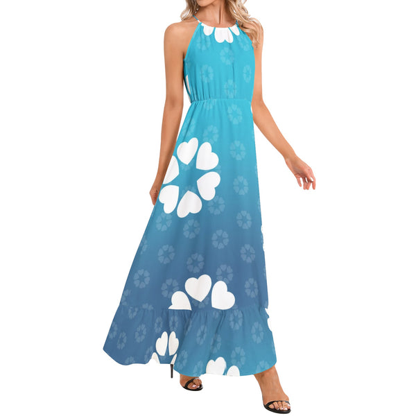Ruffle Hem Halter Neck Maxi Dress - Objet D'Art