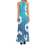 Ruffle Hem Halter Neck Maxi Dress - Objet D'Art