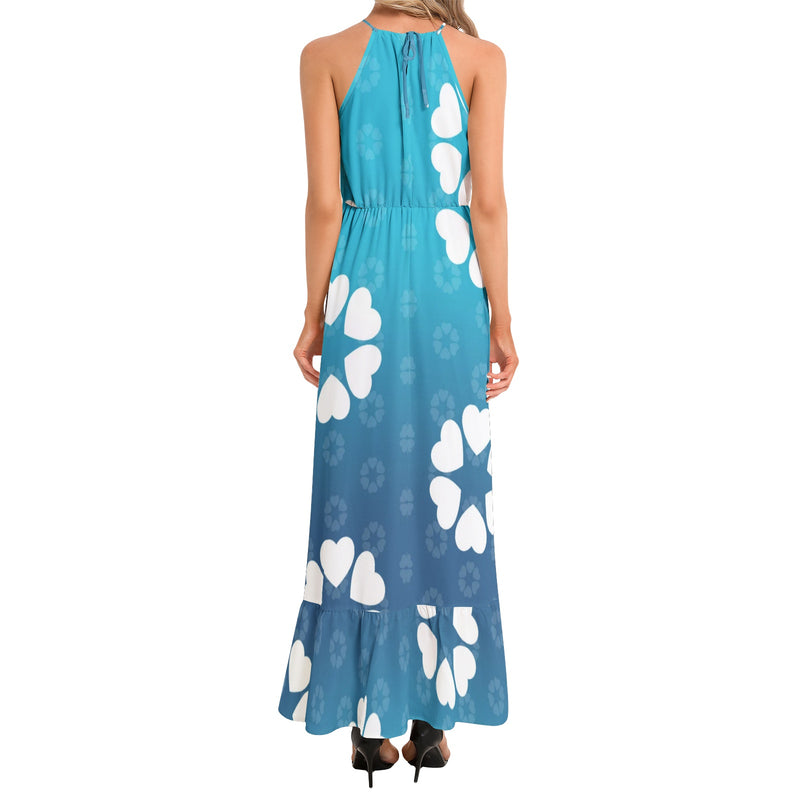 Ruffle Hem Halter Neck Maxi Dress - Objet D'Art