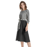 Boat Neck Belted Flared Dress - Objet D'Art
