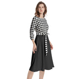 Boat Neck Belted Flared Dress - Objet D'Art