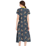 M Kemp Dahlia Drawstring Waist A-line Flared Midi Dress - Objet D'Art