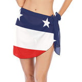 red white blue star and stripes print Beach Sarong Wrap - Objet D'Art