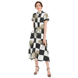 Drawstring Waist A-line Flared Midi Dress - Objet D'Art