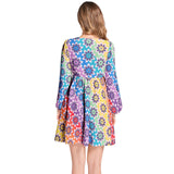 Lantern Sleeve Deep V-Neck Short Dress - Objet D'Art
