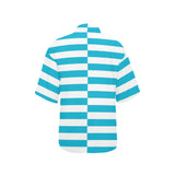 blue white striped 1A All Over Print Hawaiian Shirt for Women (Model T58) - Objet D'Art