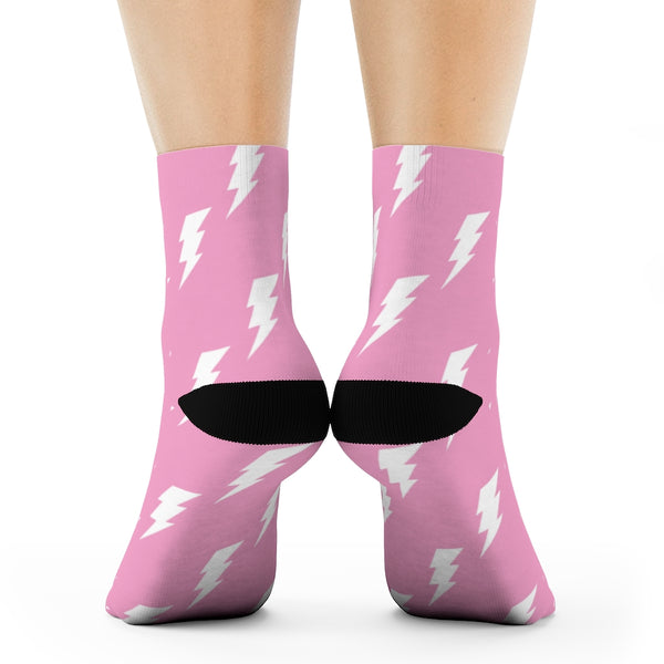 Pink Lightning Crew Socks - Objet D'Art