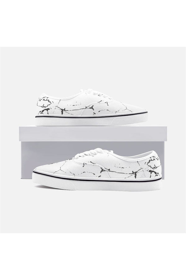 White Marble Unisex Canvas Sneakers - Objet D'Art