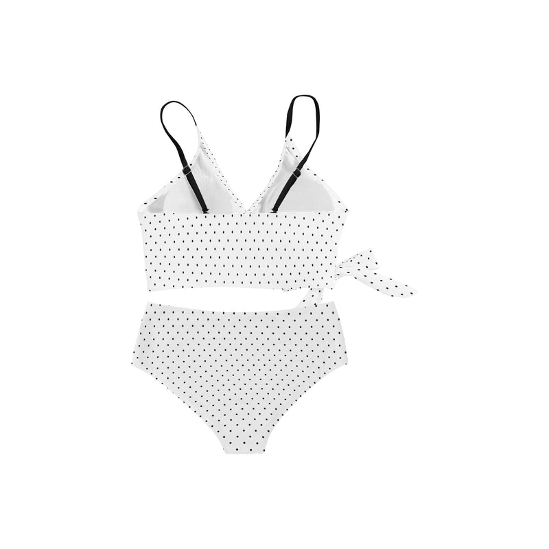 bw polka dot print copy Knot Side Bikini Swimsuit (Model S37) - Objet D'Art