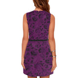 purple rose print 3 Eos Women's Sleeveless Dress (Model D01) - Objet D'Art