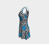 Leopard and Palm Leaf Print Flare Dress - Objet D'Art