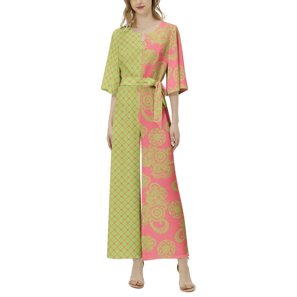 Dolman Sleeve Belted Wide Leg Jumpsuit - Objet D'Art