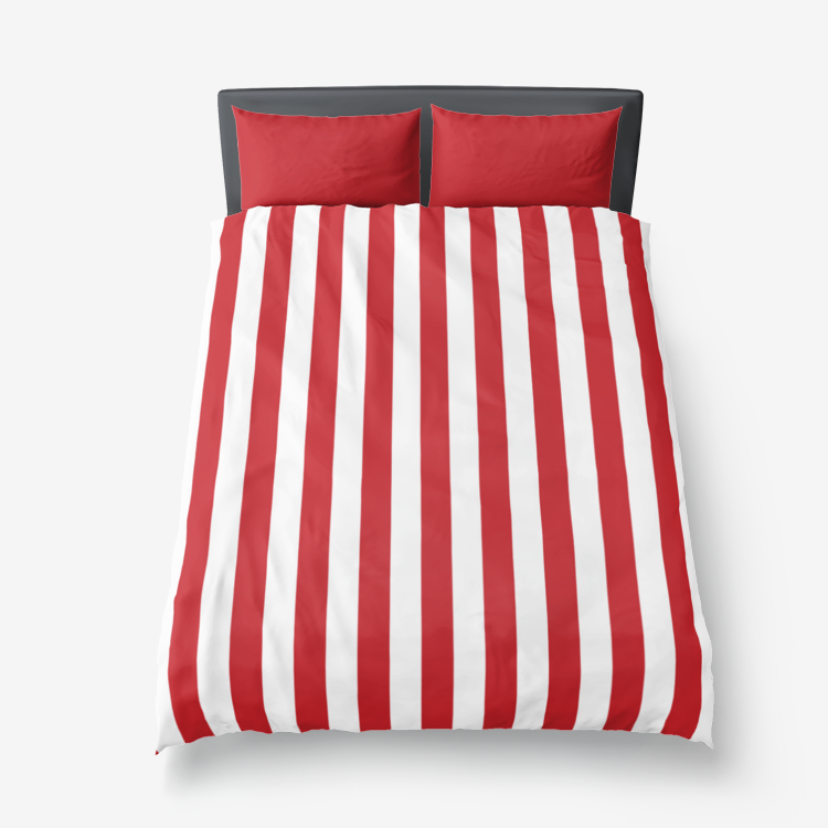 Red Striped Microfiber Duvet Cover - Objet D'Art