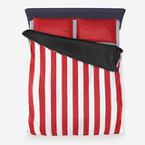 Red Striped Microfiber Duvet Cover - Objet D'Art