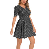 Short Sleeve Ruched Bust Flared Hem Dress - Objet D'Art