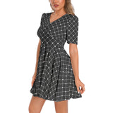 Short Sleeve Ruched Bust Flared Hem Dress - Objet D'Art