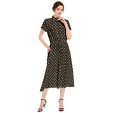 Candy Corn Drawstring Waist A-line Flared Midi Dress - Objet D'Art