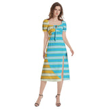 Puff Sleeve Split Thigh Midi Dress - Objet D'Art