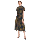 Candy Corn Drawstring Waist A-line Flared Midi Dress - Objet D'Art