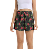 Red Roses Women's Belted Short - Objet D'Art